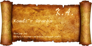Komár Aranka névjegykártya